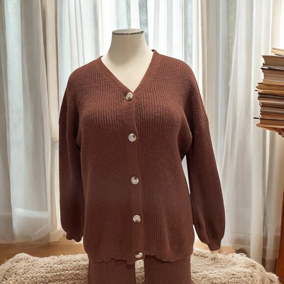 Boohoo Plus Size Knit Cardigan 28 Cozy Soft Ribbed Casual Cozy Grannycore Cabin - Picture 1 of 10